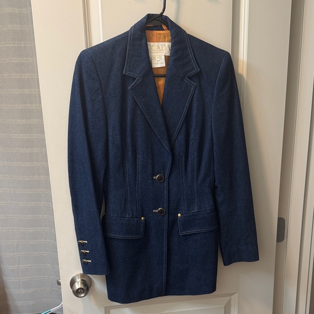 Escada Deep Blue Blazer with Gold Accents